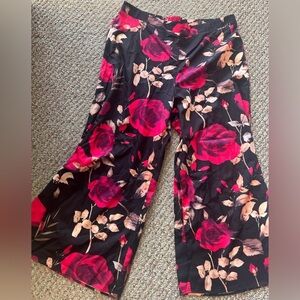 SHEIN Floral Wide-Leg Pants - Black and Red